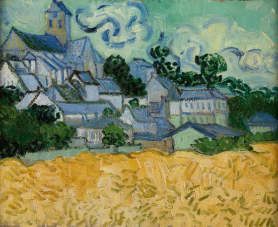 “View of Auvers-sur-Oise with a church” is a painting by Vincent Van Gogh that strongly resume all the aspects of the place for van Gogh: a countryside village rounded by wheat fields, with its nice houses and its impressive medieval church. The main subjects of most of the more than 70 paintings in created in the last 70 days of his life there